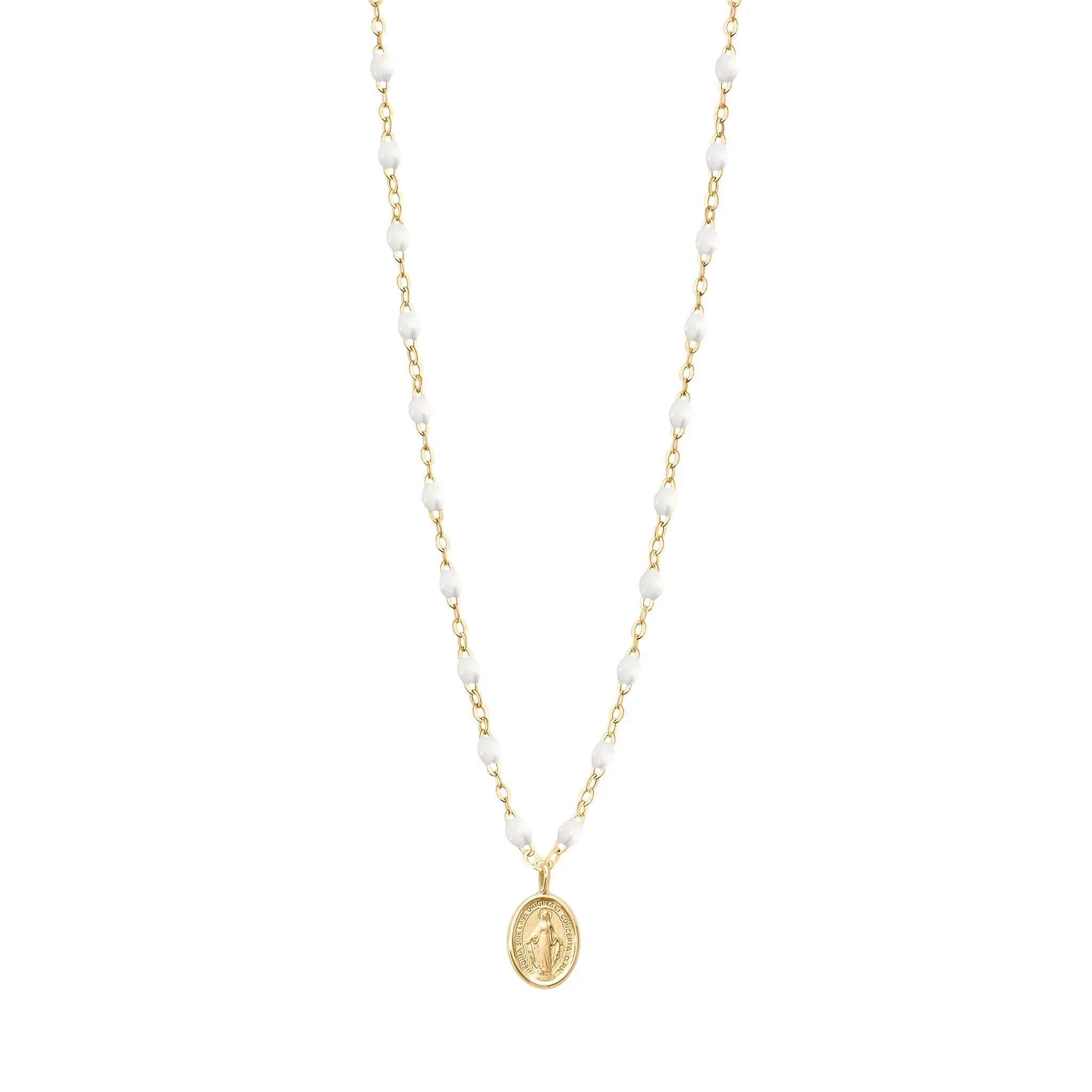 Madone Charm Classic Gigi White necklace, Yellow Gold, 16.5"