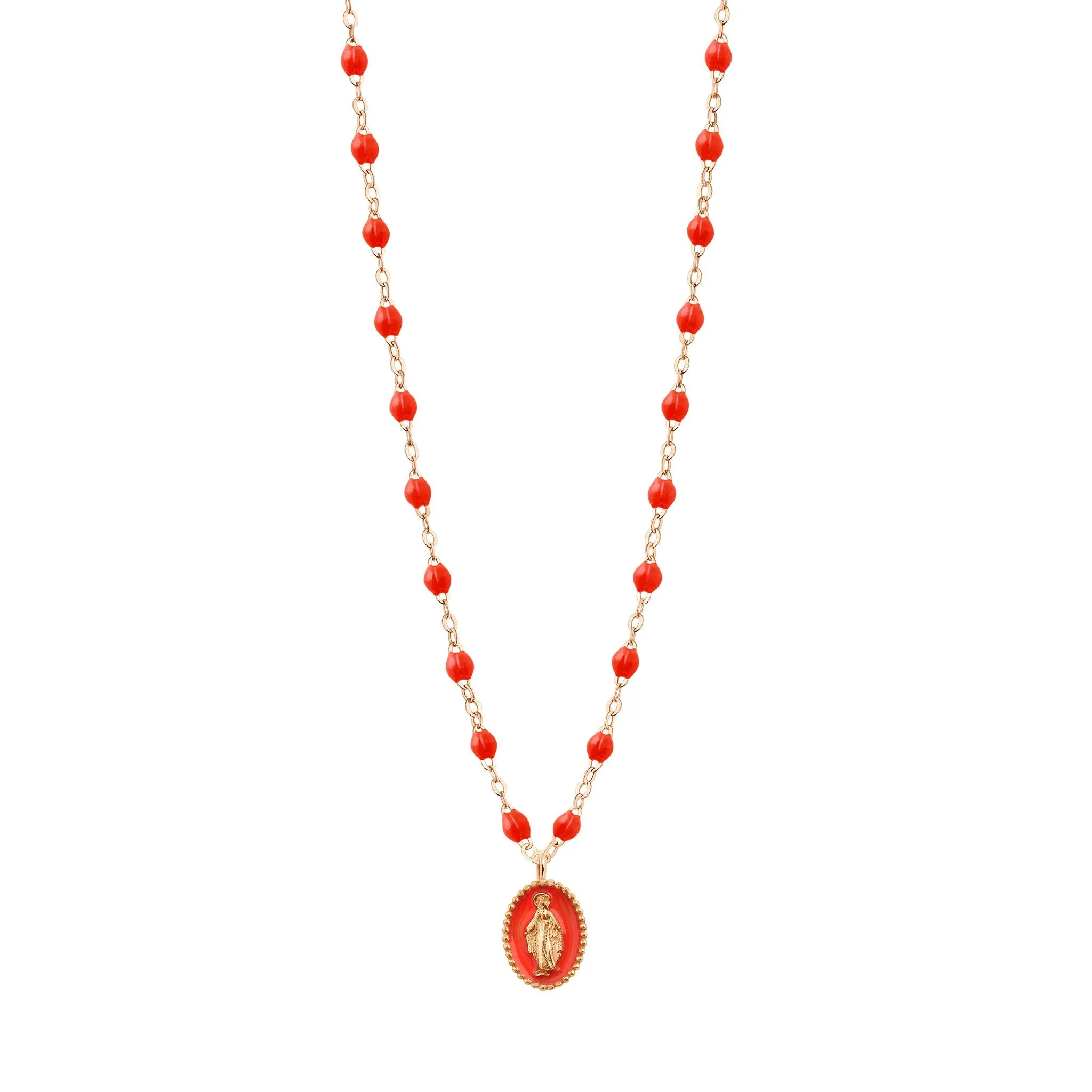 Madone resin charm Classic Gigi Coral necklace, Rose Gold, 16.5"