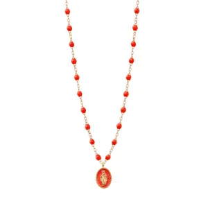 Madone resin charm Classic Gigi Coral necklace, Rose Gold, 16.5"