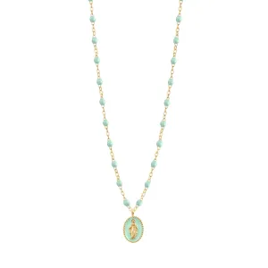 Madone resin charm Classic Gigi Jade necklace, Yellow Gold, 16.5"