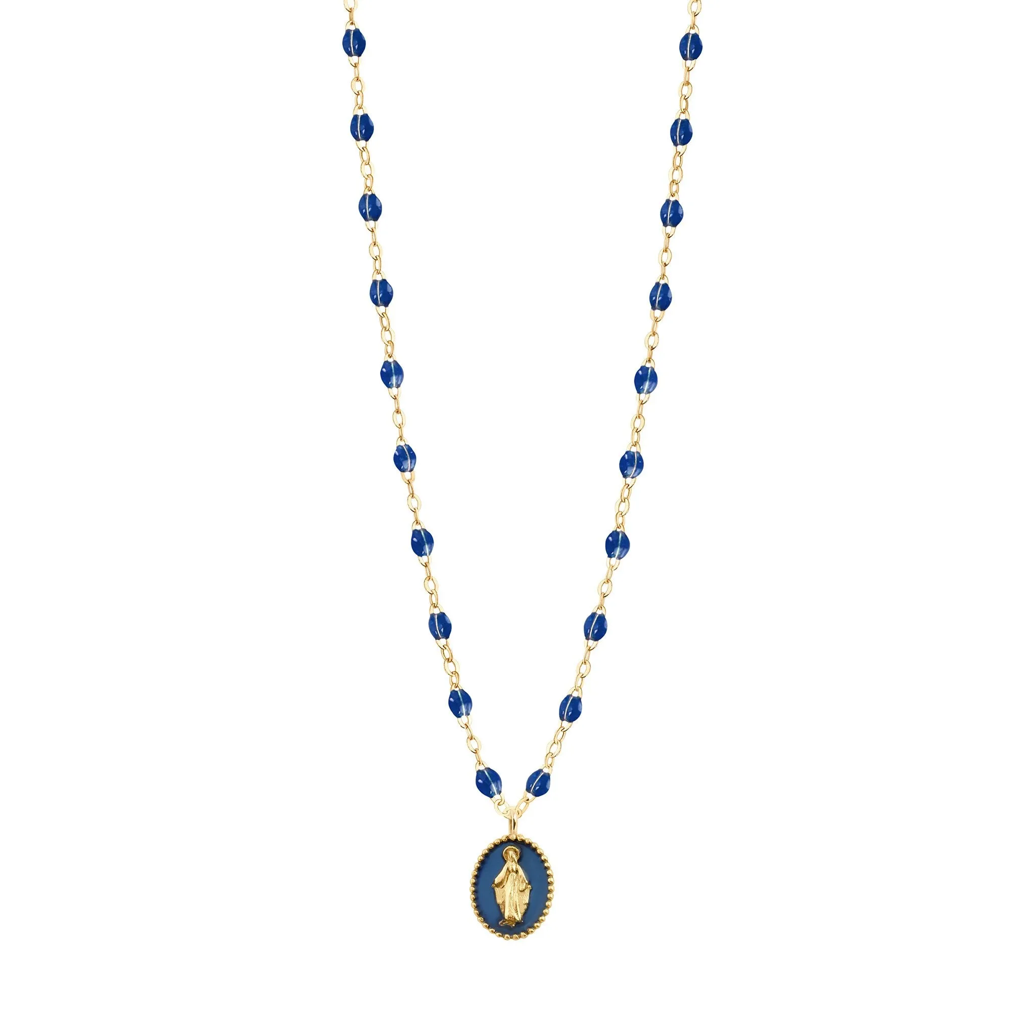 Madone resin charm Classic Gigi Lapis necklace, Yellow Gold, 16.5"