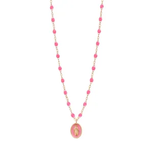 Madone resin charm Classic Gigi Pink necklace, Rose Gold, 16.5"