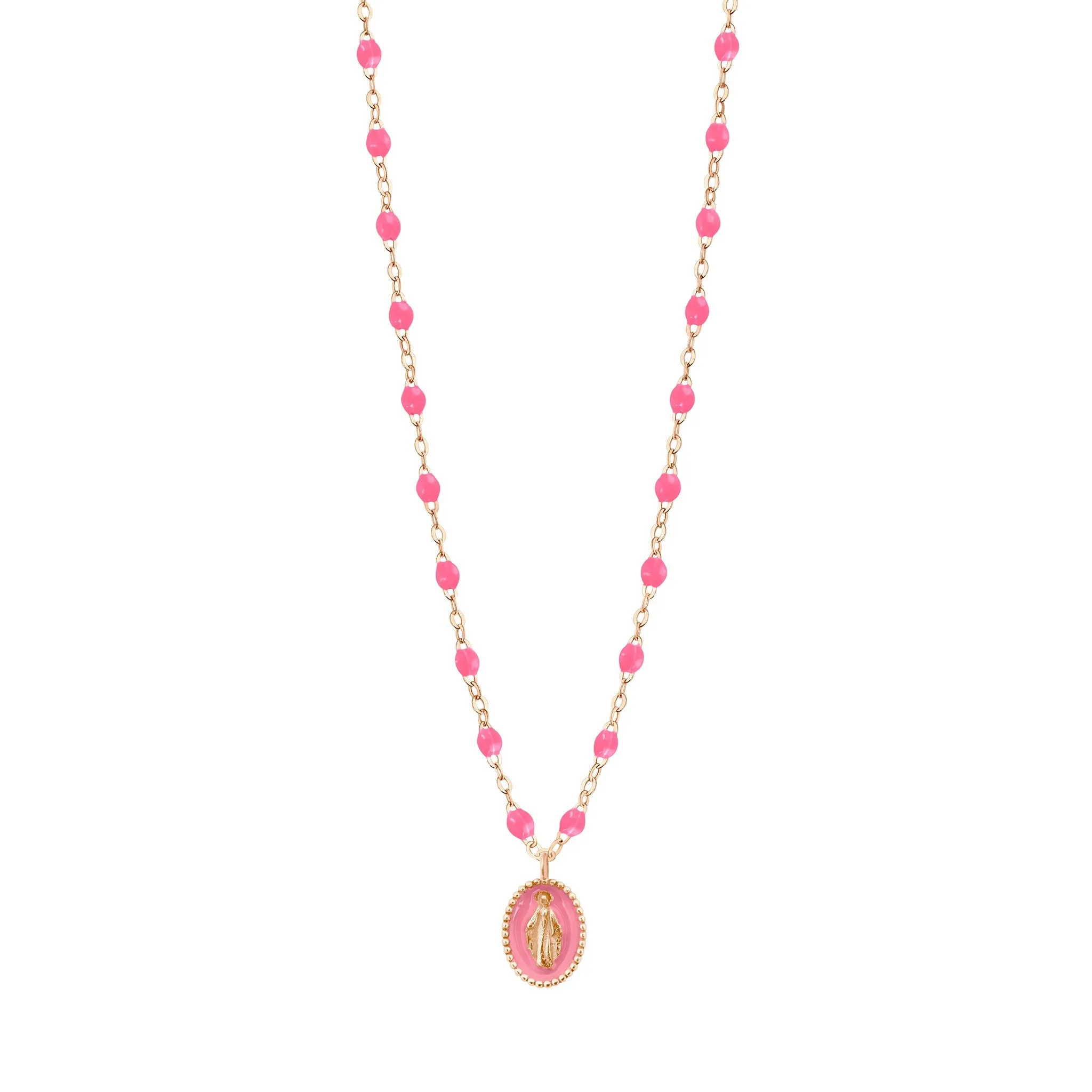 Madone resin charm Classic Gigi Pink necklace, Rose Gold, 16.5"