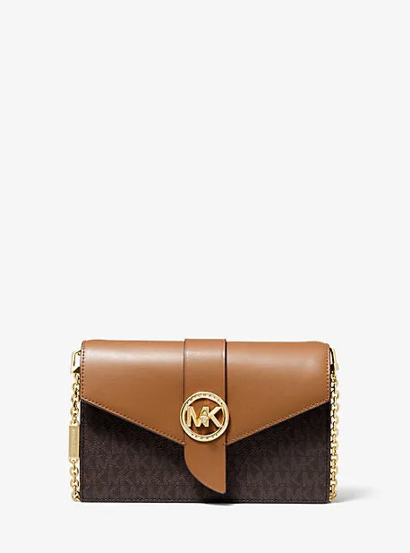 Medium Logo and Leather Convertible Crossbody Bag