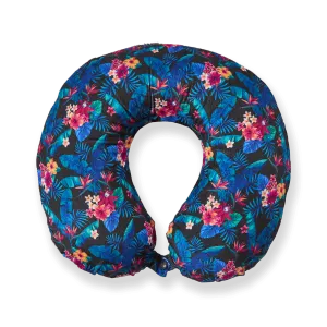 Midnight Jungle Memory Foam Travel Neck Pillow - Dark Blue