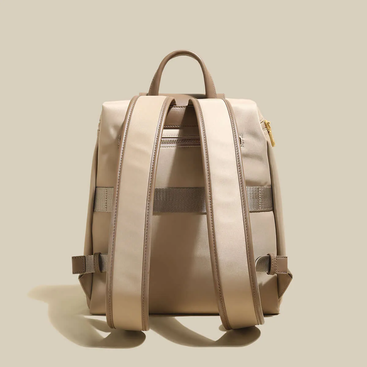 Multi-purpose Champagne Brown Leather Backpack