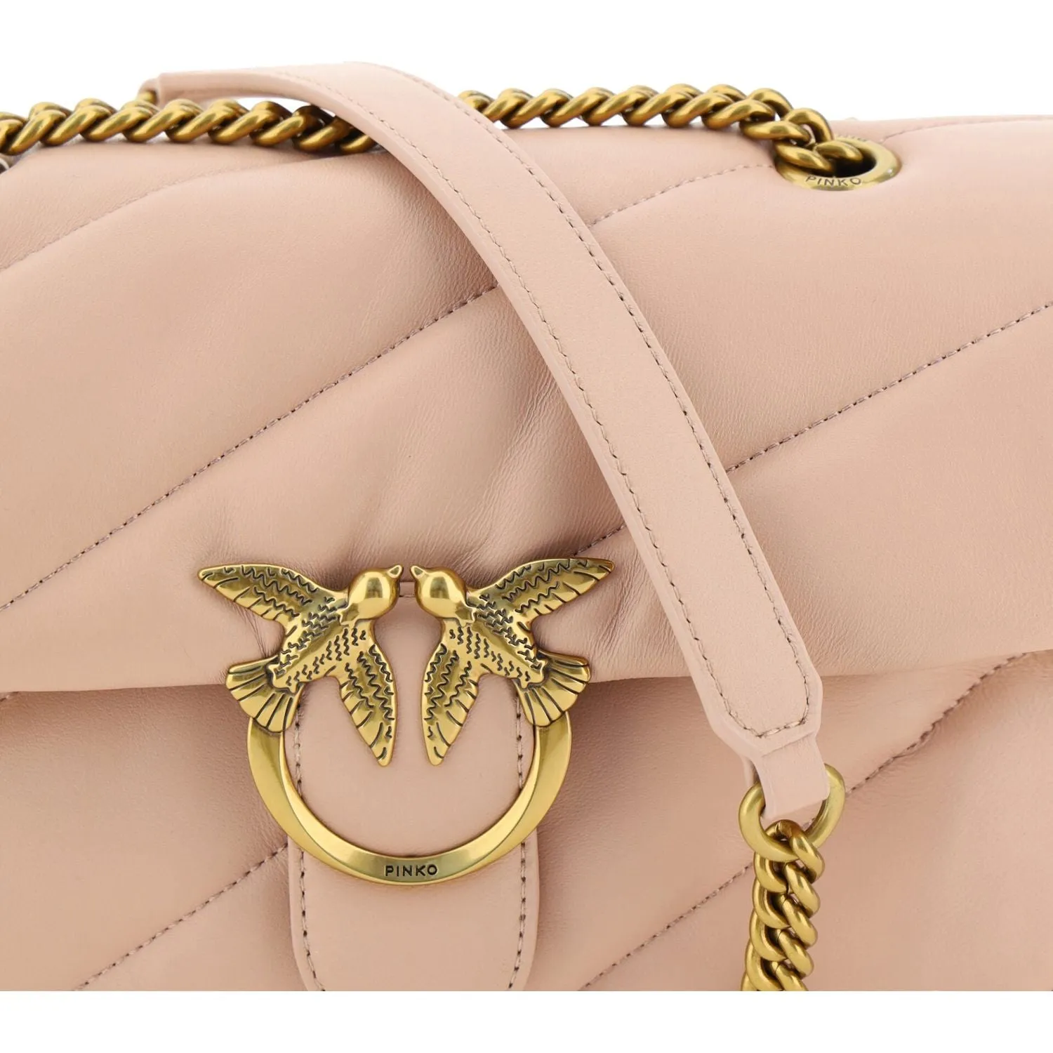 PINKO Elegant Light Pink Quilted Shoulder Bag