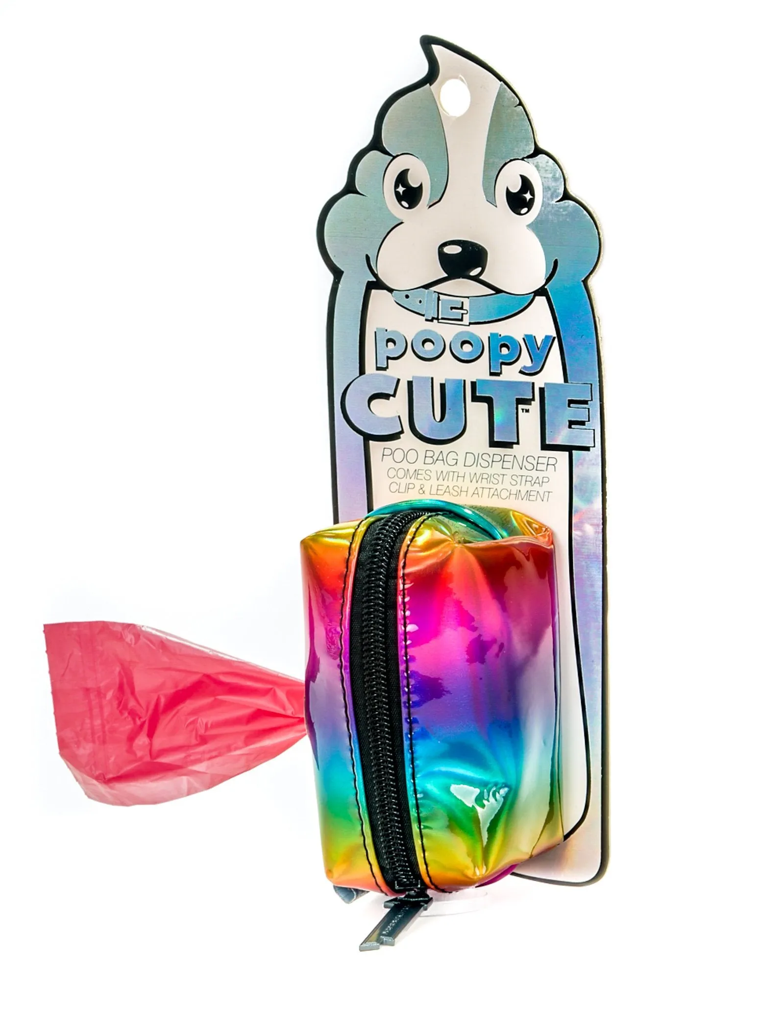 poopyCUTE | Cute Poop Bag Holder | METALLIC Rainbow