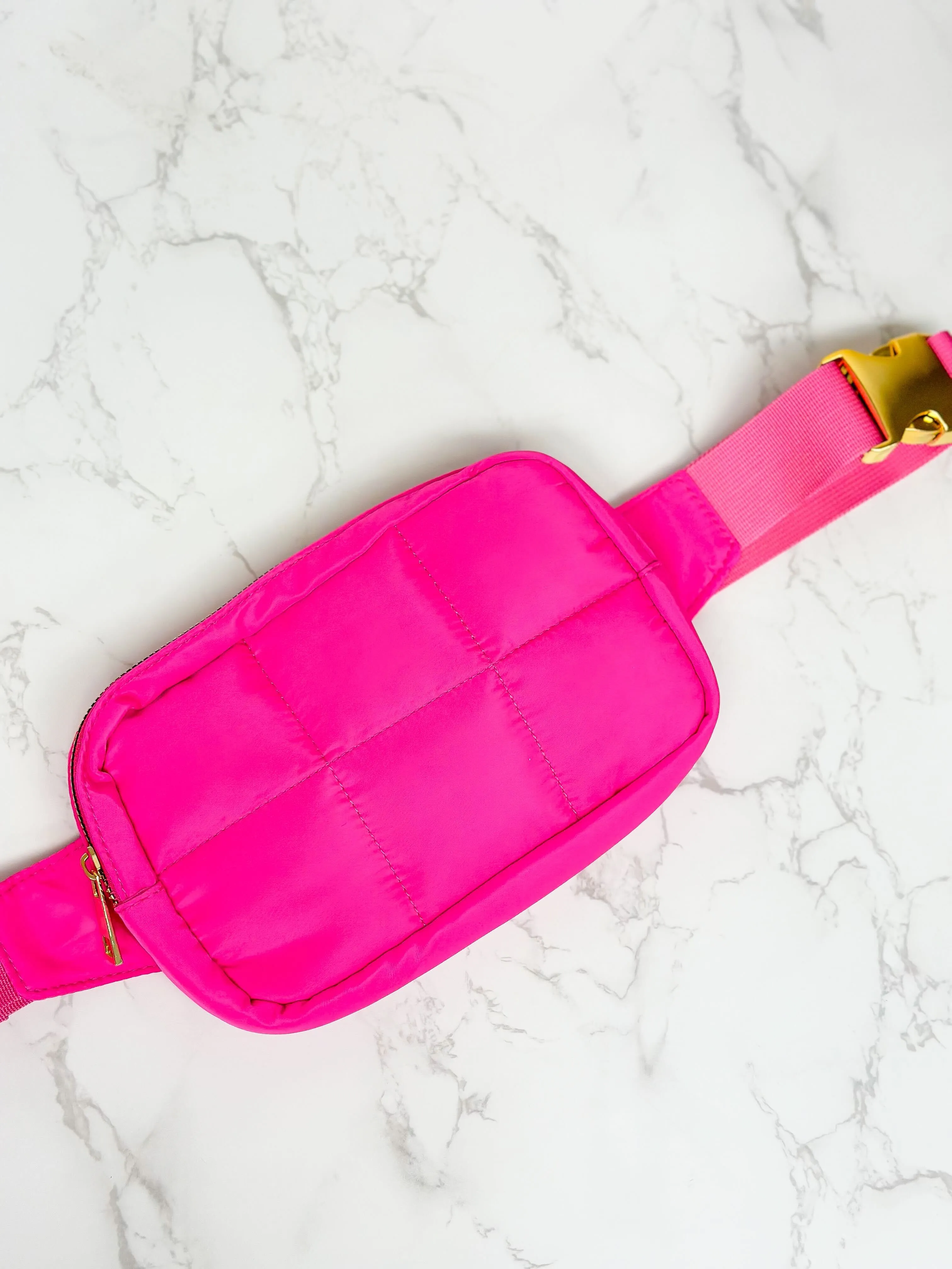 Quilted Belt Bag - Hot Pink