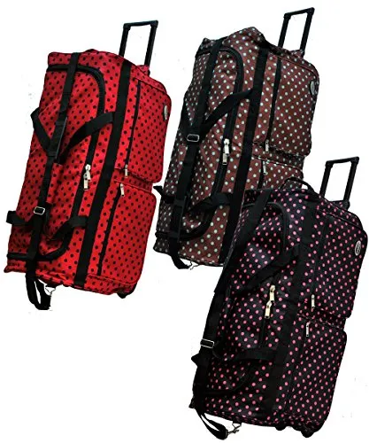 "E-Z Roll" 30" Fashionable Polka Dots Rolling Duffel Bag with 3 Colors (Red/Black Dots)