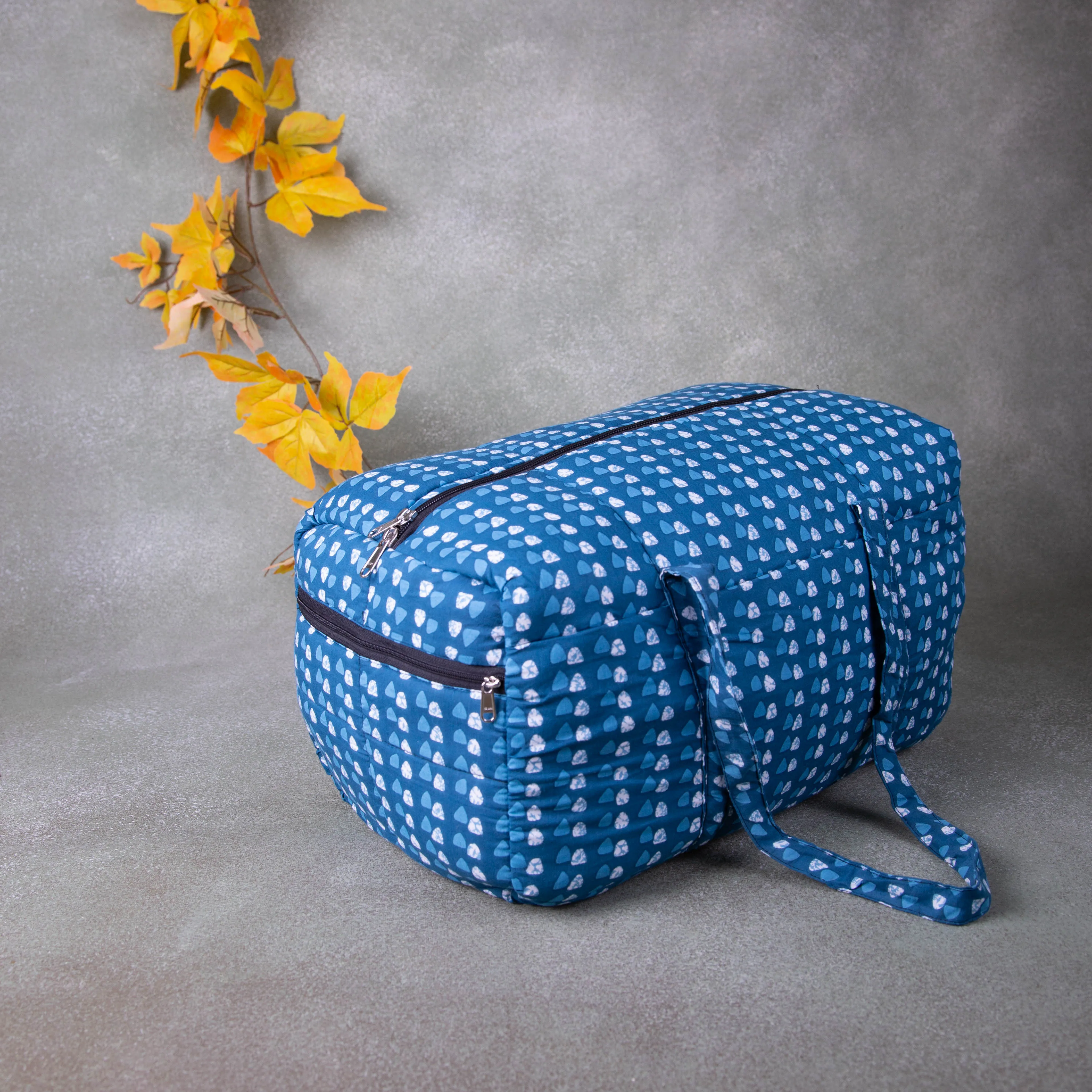 Rectangle Travel Bag Blue Colour with White Dots Design