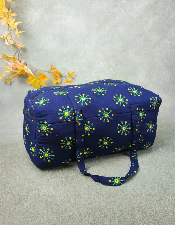 Rectangle Travel Bag Dark Blue with Green Graphic Prints Design