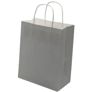 Recycled Gray Kraft Petite Shopping Bags. - 8.00" x 4.75" x 10.25"