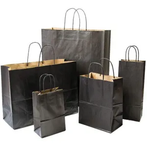 Tinted Recycled Kraft Shopping Bags - 5.5" x 3.25" x 13.00" - (Black)