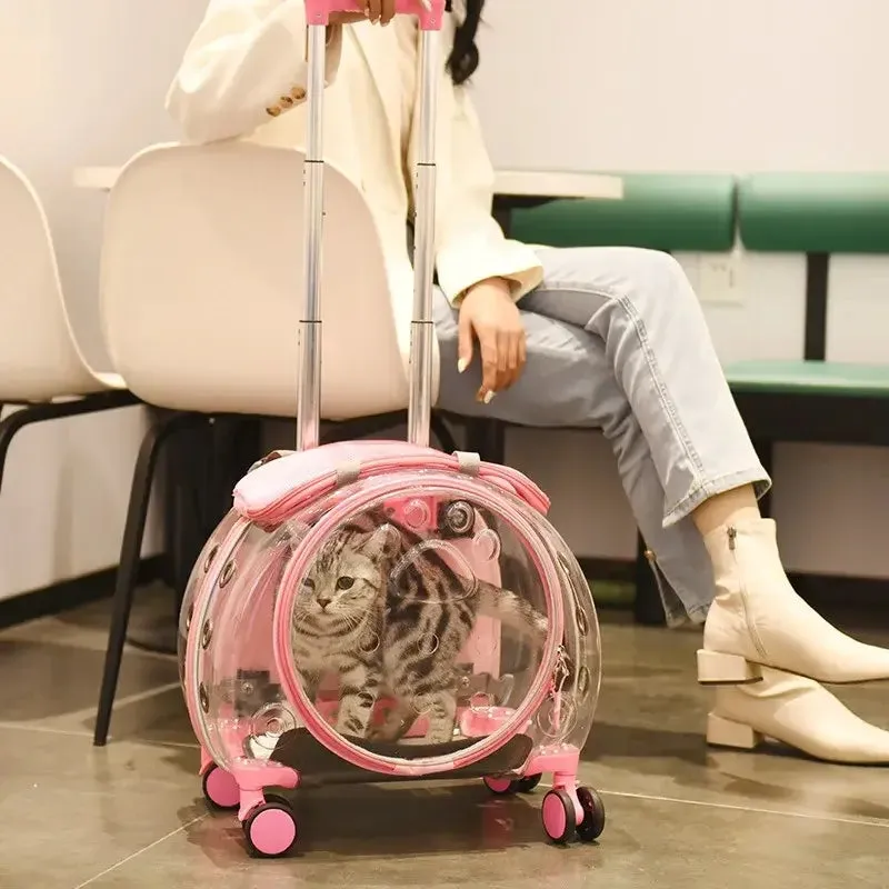 Transparent Cat Trolley Case -Bag Multi-purpose pet Carrier