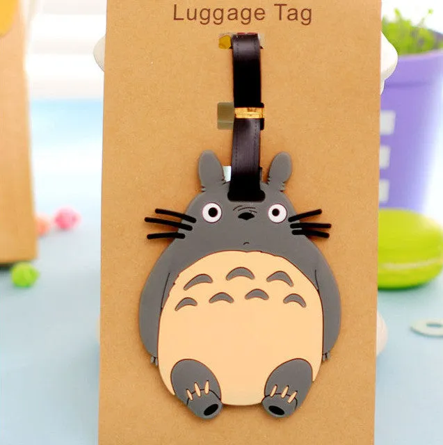 UP 10Models TOTORO , Chi's Cat Etc. - 11CM Silicone Rubber Travel Luggage Tag Holder ; Luggage Cards Label Name Cards TAG Pouch