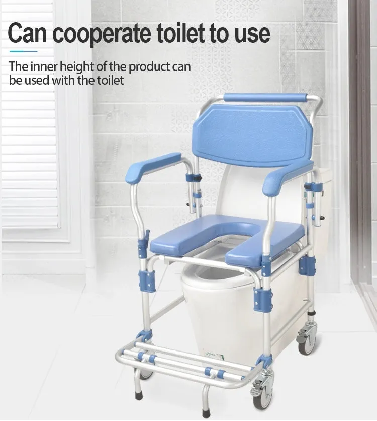 VH609 4-in-1 Aluminum Commode Chair with Wheels