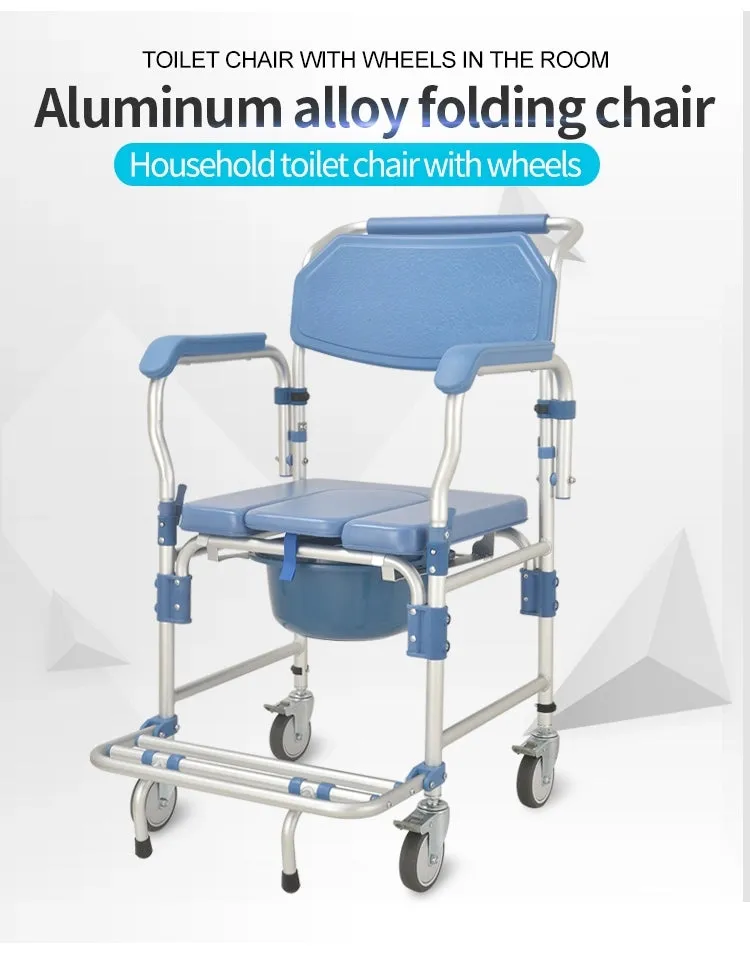 VH609 4-in-1 Aluminum Commode Chair with Wheels