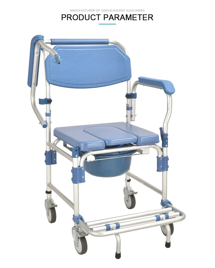 VH609 4-in-1 Aluminum Commode Chair with Wheels