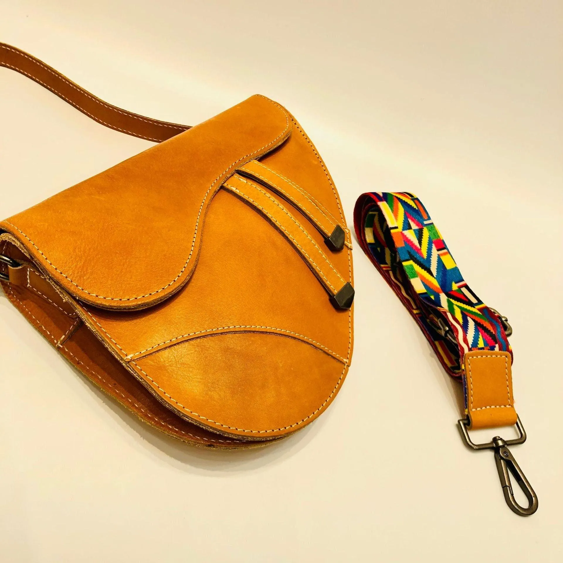 Vintage Designer Saddle Bag | Cowhide Leather Handbag | Retro Handcrafted Women Crossbody Bag, Gift for Her