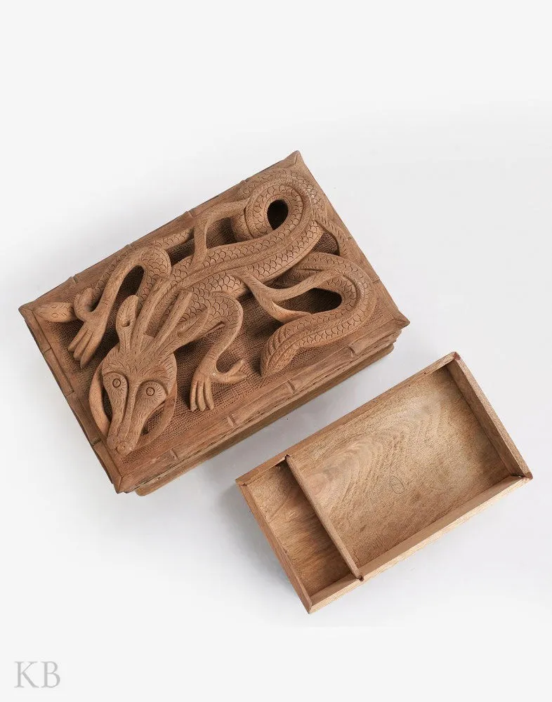 Walnut Wood Handcrafted Dragon Box