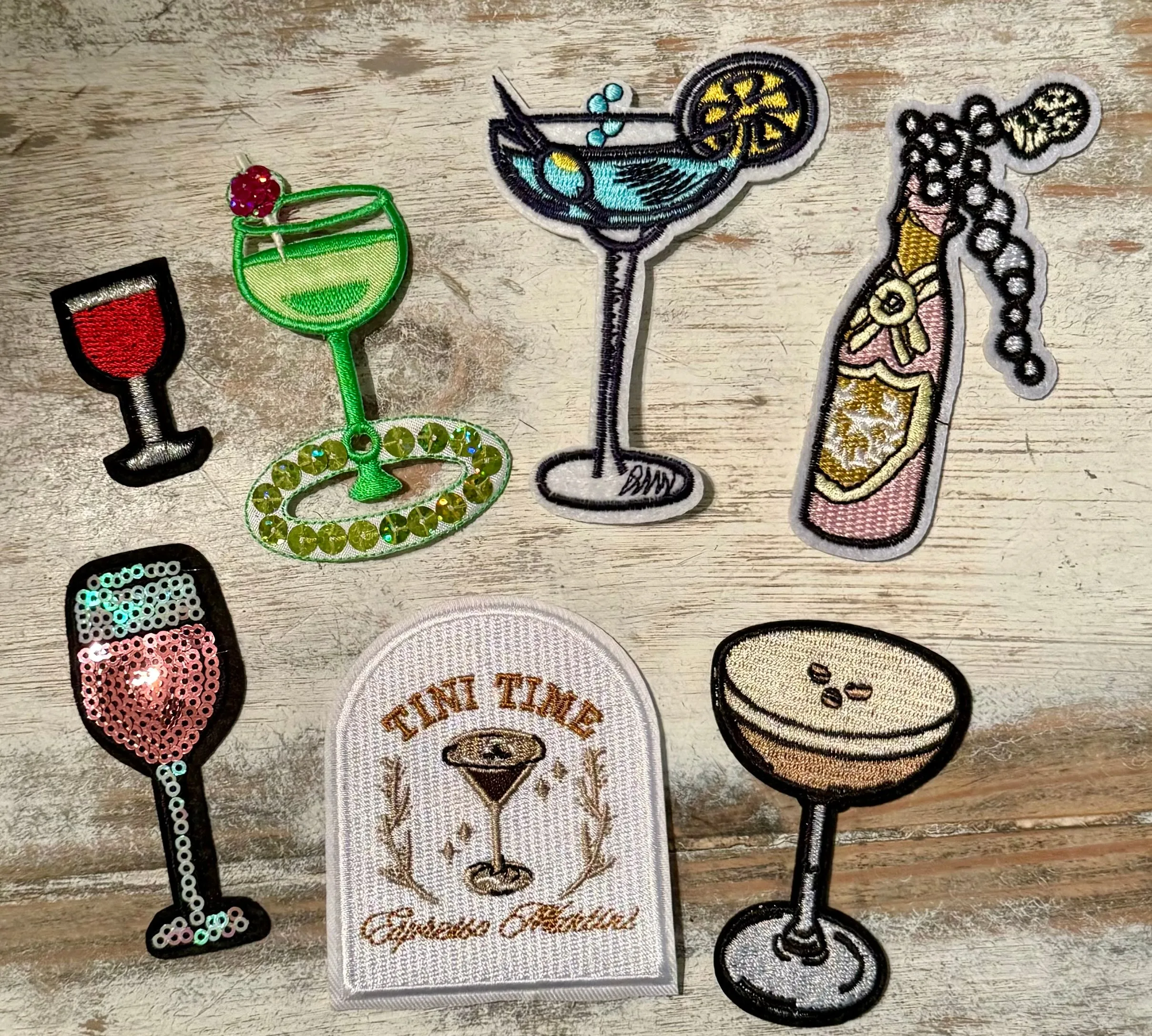 Wine, Champagne Cocktail Drink Iron On Patches